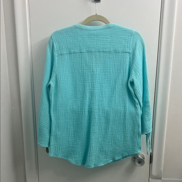 Foxcroft Turquoise Button-Down Women's Shirt - Picture 4 of 4